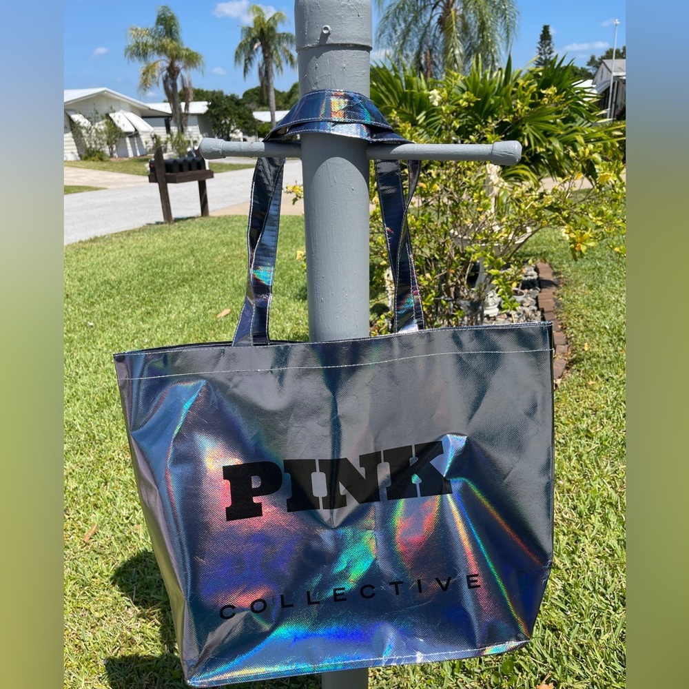 PINK/VICTORIA SECRET Collective Tote Bag In Holographic Blue - Picture 10 of 12